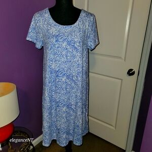T by Talbots Blue and White Paisley Swing Dress Sz: M NWT